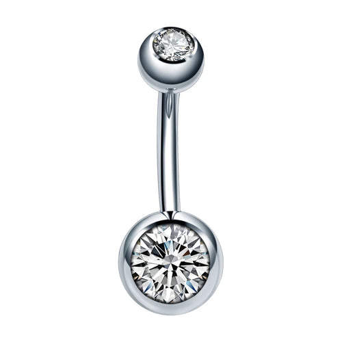 Surgical Steel Belly Bar Bezeled Gem 14G