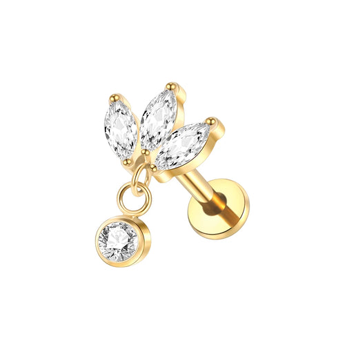 Titanium Dangle Diamante Flat Back