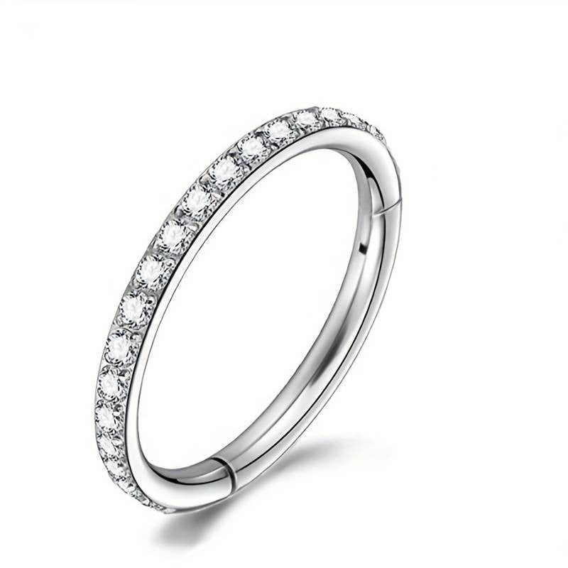 External Diamante Titanium Hinged Ring