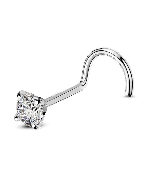 Surgical Steel Crystal Screw Nose Stud