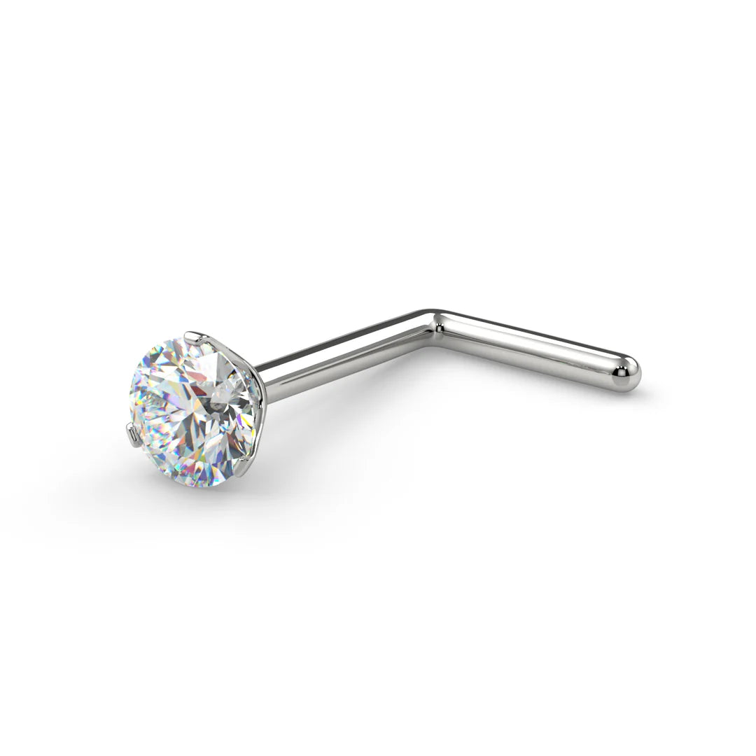 Surgical Steel Crystal L Nose Stud