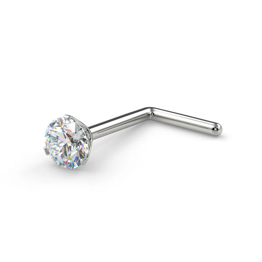 Surgical Steel Crystal L Nose Stud